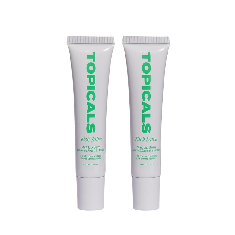 Topicals Slick Salve Mint Glossy Lip Balm | Soothes Discomfort, Strengthens Barrier and Provides Lasting Hydration & Relief | Vegan, Paraben-Free Formula with Hyaluronic Acid and Ceramides (0.5 Fl Oz)