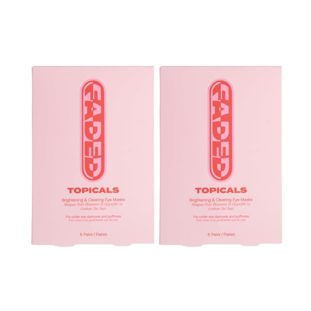 Topicals Faded Brightening Under Eye Masks | Patches to Depuff, Hydrate, Brighten and Cool | Reduce Dark Circles and Fine Lines | Contains Kojic Acid, Caffeine and Niacinamide (2 Sets of 6, 2 Pack)