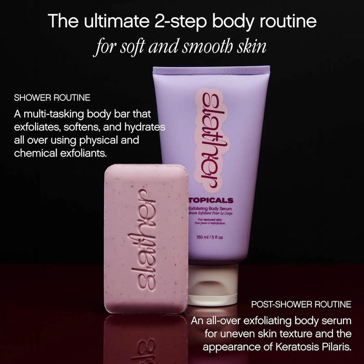 Slather Exfoliating & Smoothing Bar (2 Pack) – Retinol Body Bar for KP, Dry & Textured Skin – Hydrating, Smoothing, Gentle Exfoliation – Safe for Sensitive Skin – Light Lavender Scent