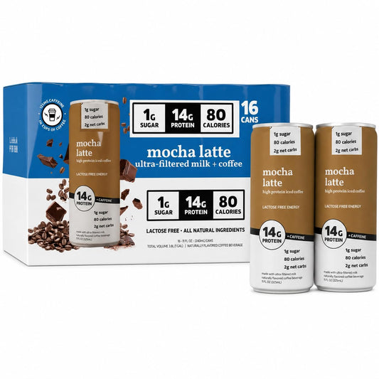 Protein Iced Coffee Mocha Latte, 14g Protein Drink, Lactose Free, 16 Pack