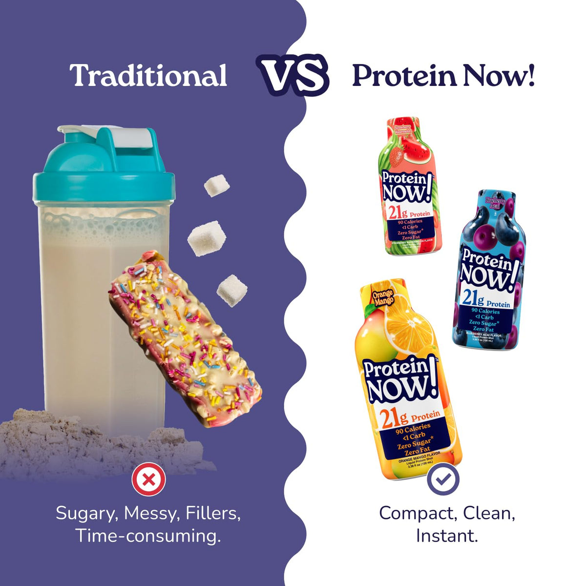 Protein Now Liquid 3 oz. Protein Shot By NutraBio– 21g Protein, 0 Carbs, 0 Fat, GLP-1 Support, Ready-to-Drink, No Refrigeration, Whey & Collagen Protein for Hair, Skin & Nails, On-the-Go Nutrition- Orange Mango