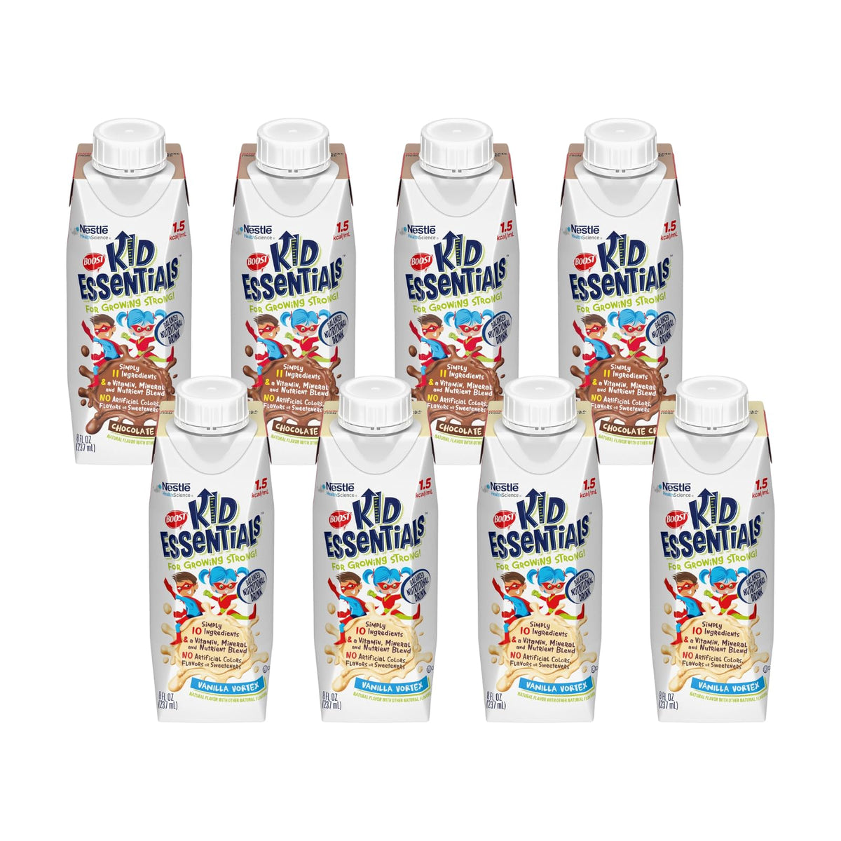 Boost Kid Essentials 1.5 Balanced Nutritional Drink (8 Fl Oz (Pack of 8), Strawberry & Chocolate)