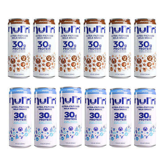 Nurri Ultra-Filtered Protein Shake Variety Pack, Vanilla & Chocolate, 30g Protein, 12 Cans (11 fl oz Each)