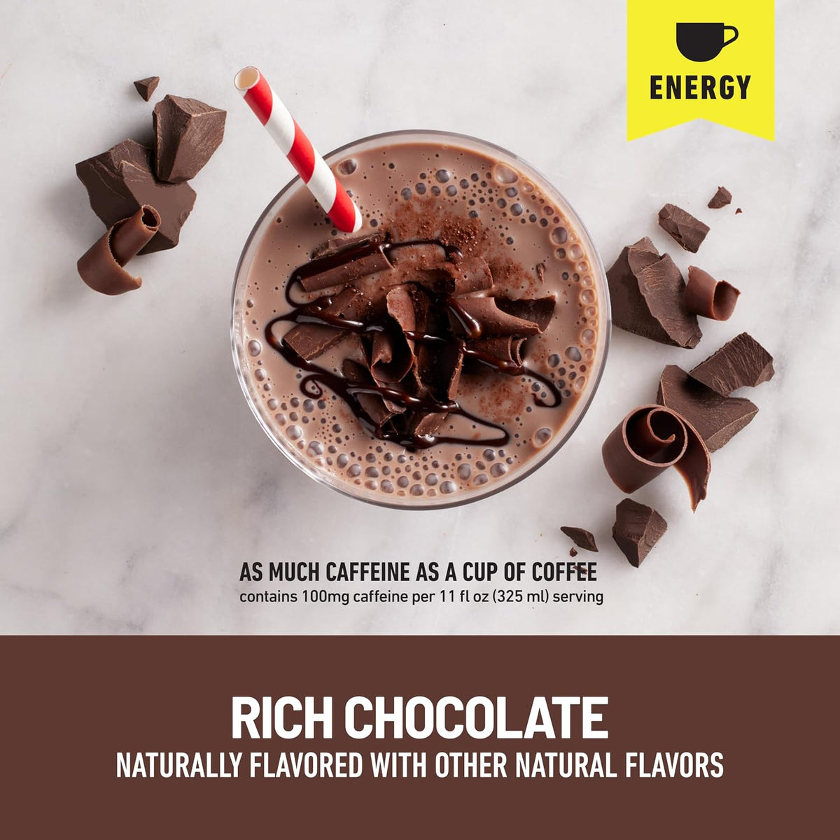 SlimFast Advanced Energy - Meal Replacement Shake - High Protein - Rich Chocolate - 11 Fl. Oz. Bottle - 12 Count - Pantry Friendly