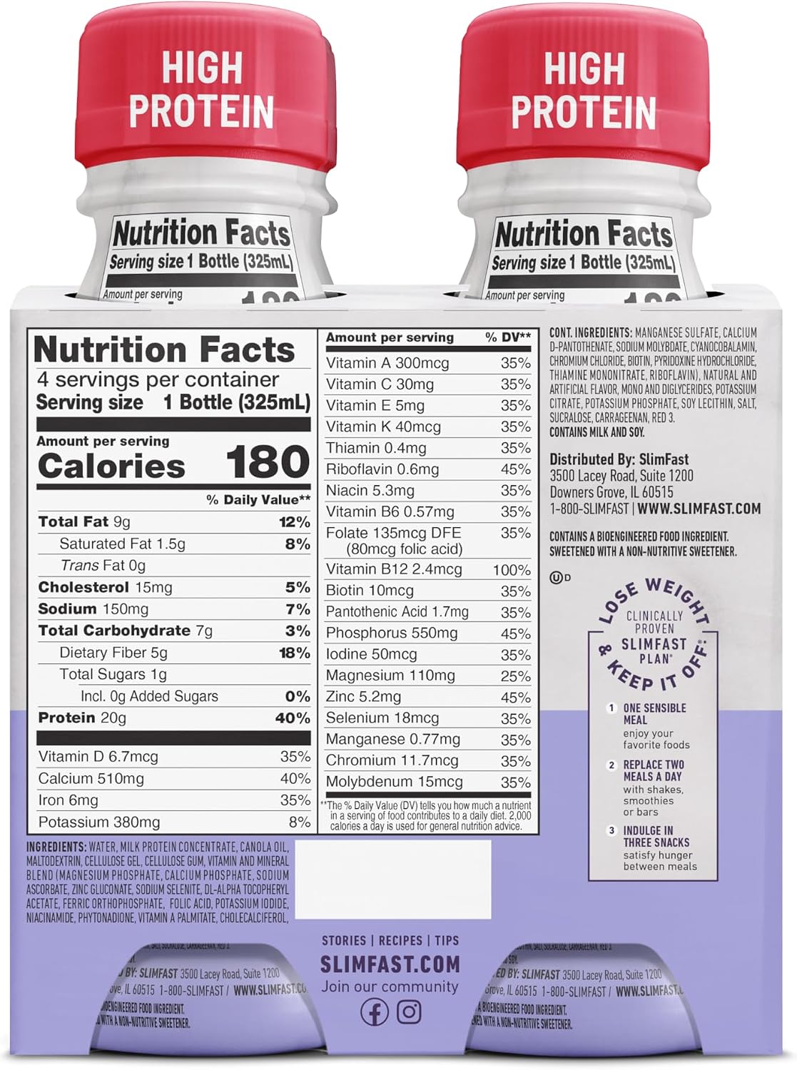 SlimFast Advanced Energy - Meal Replacement Shake - High Protein - Rich Chocolate - 11 Fl. Oz. Bottle - 12 Count - Pantry Friendly