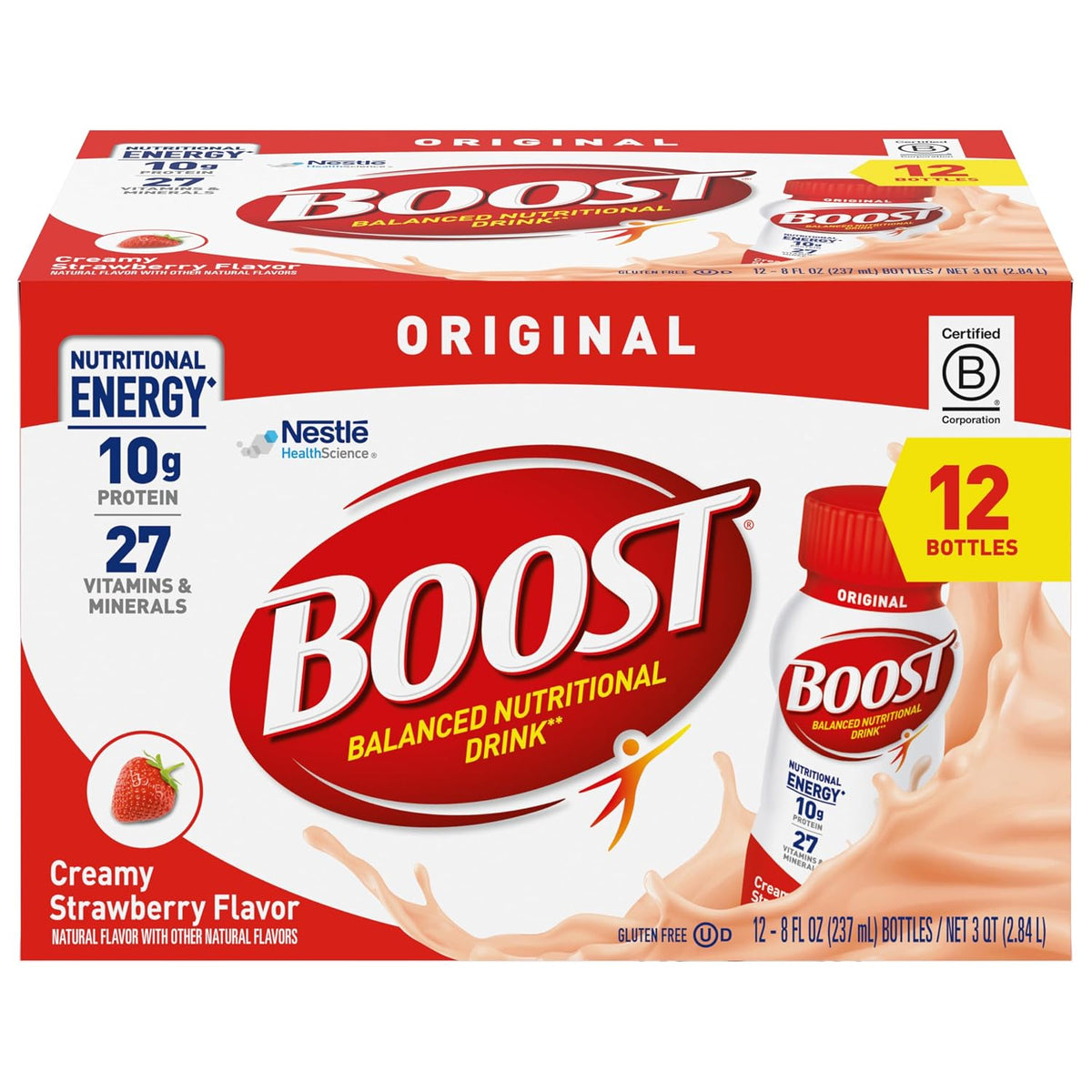 Boost, Protein Drink Original Strawberry 12 Pack, 96 Fl Oz