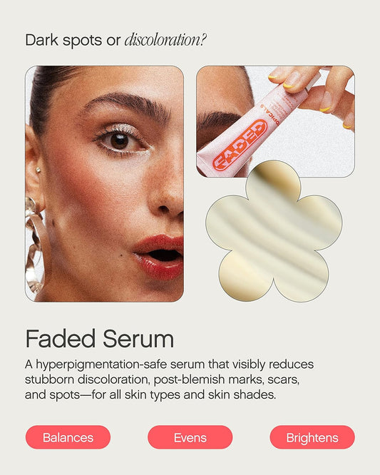 Topicals Post-Acne Kit - Mini Faded Serum for Dark Spots (0.5 Fl Oz) and Sealed Active Scar Filling Primer Retinol and Salicylic Acid for Acne Prone Skin (1 Fl Oz)